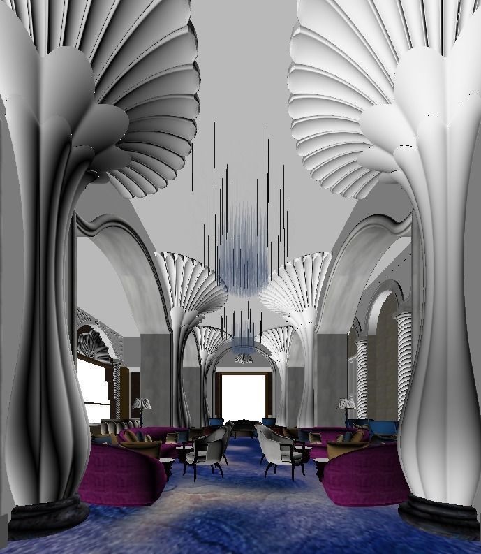 lobby bar hotel 3D model_2