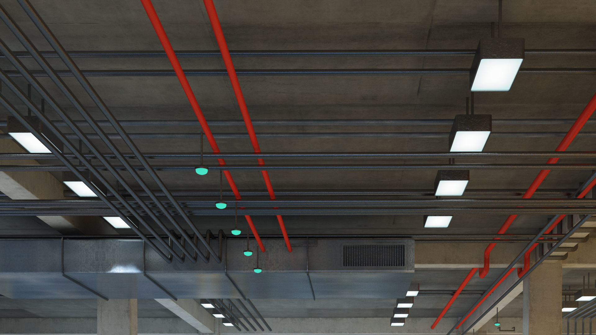 CARPARK empty parking garage with cones 3D model_7