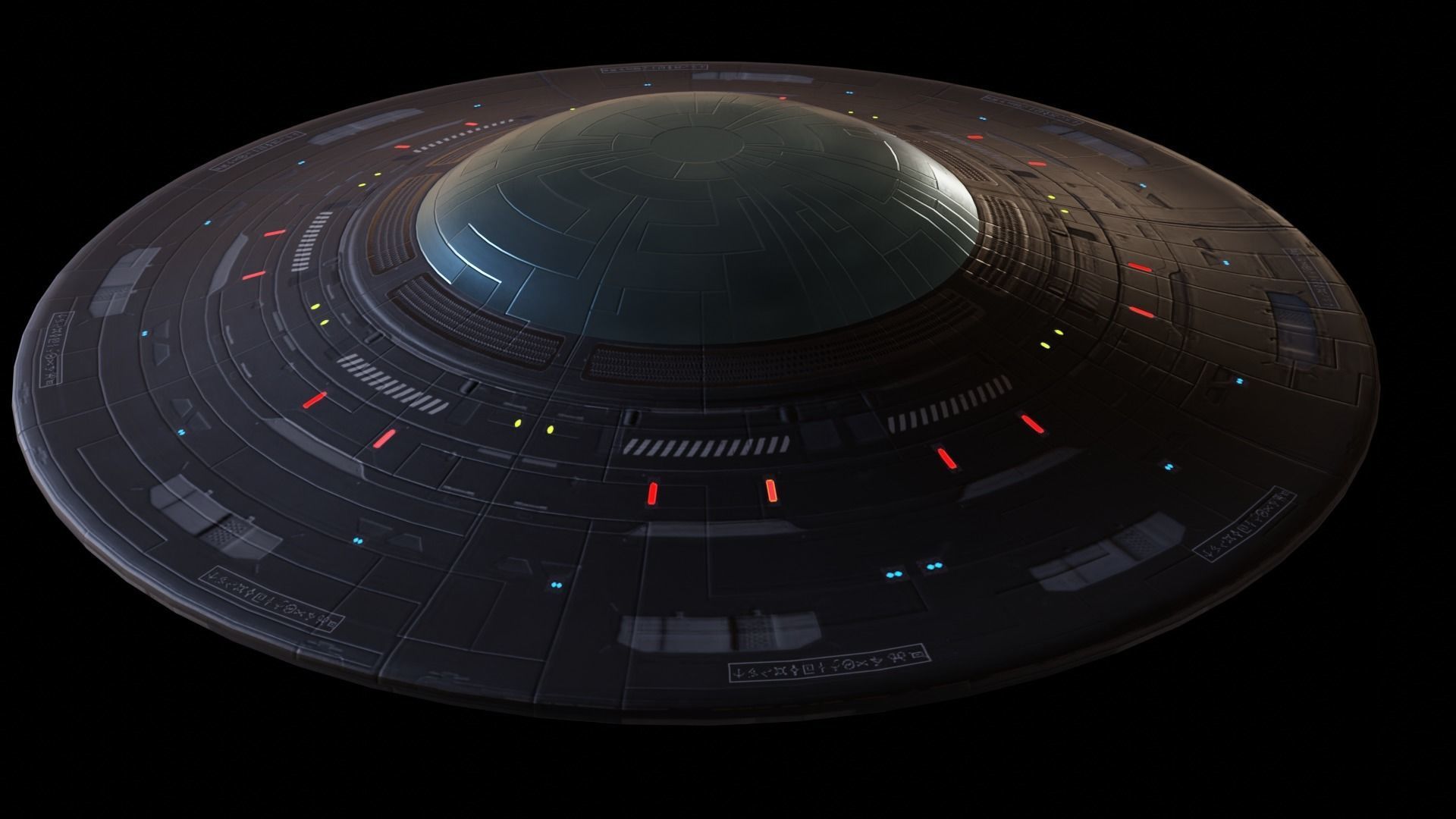 Alien UFO Low-poly 3D model_4