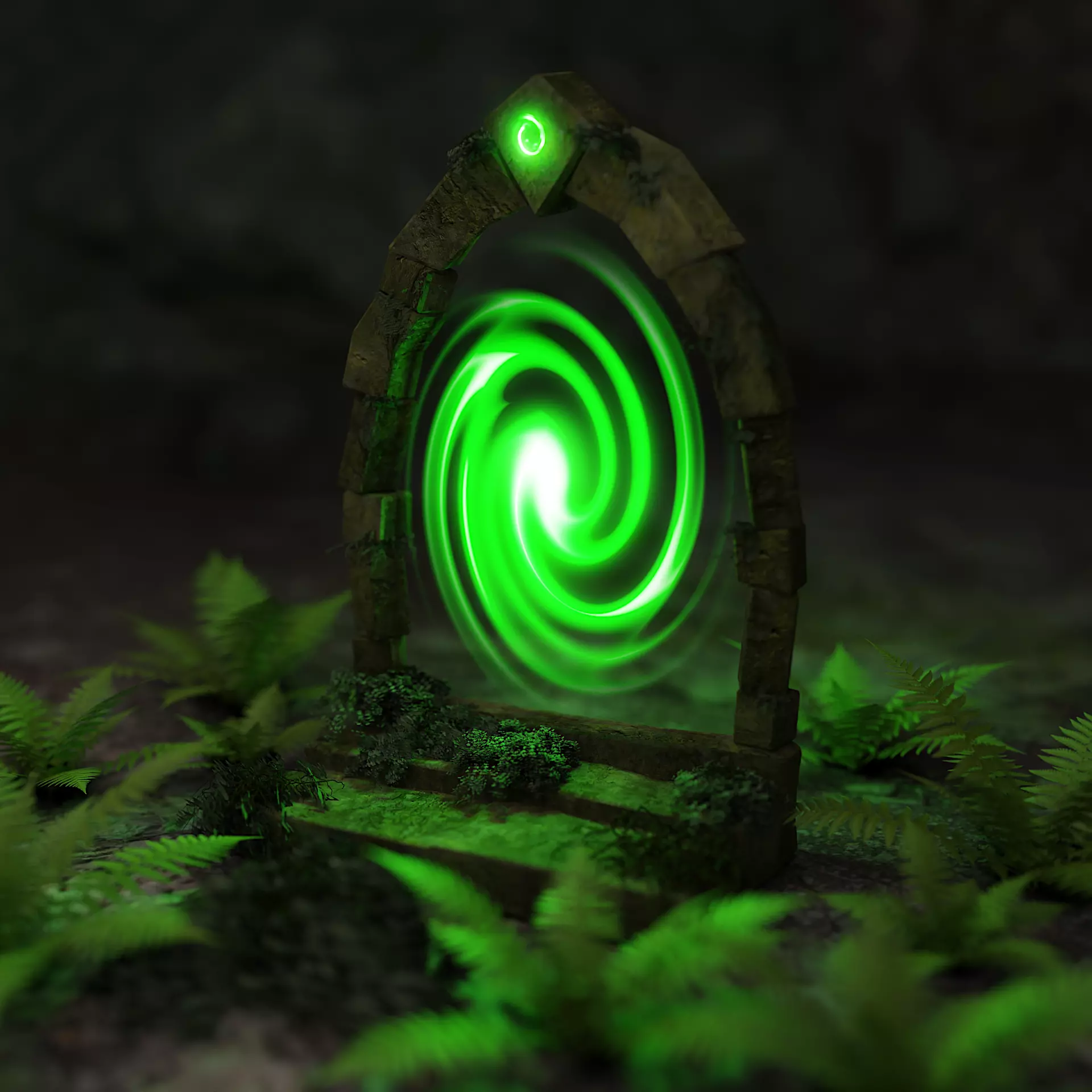 Ancient scifi portal old magical animated and game ready Low-poly 3D model_0