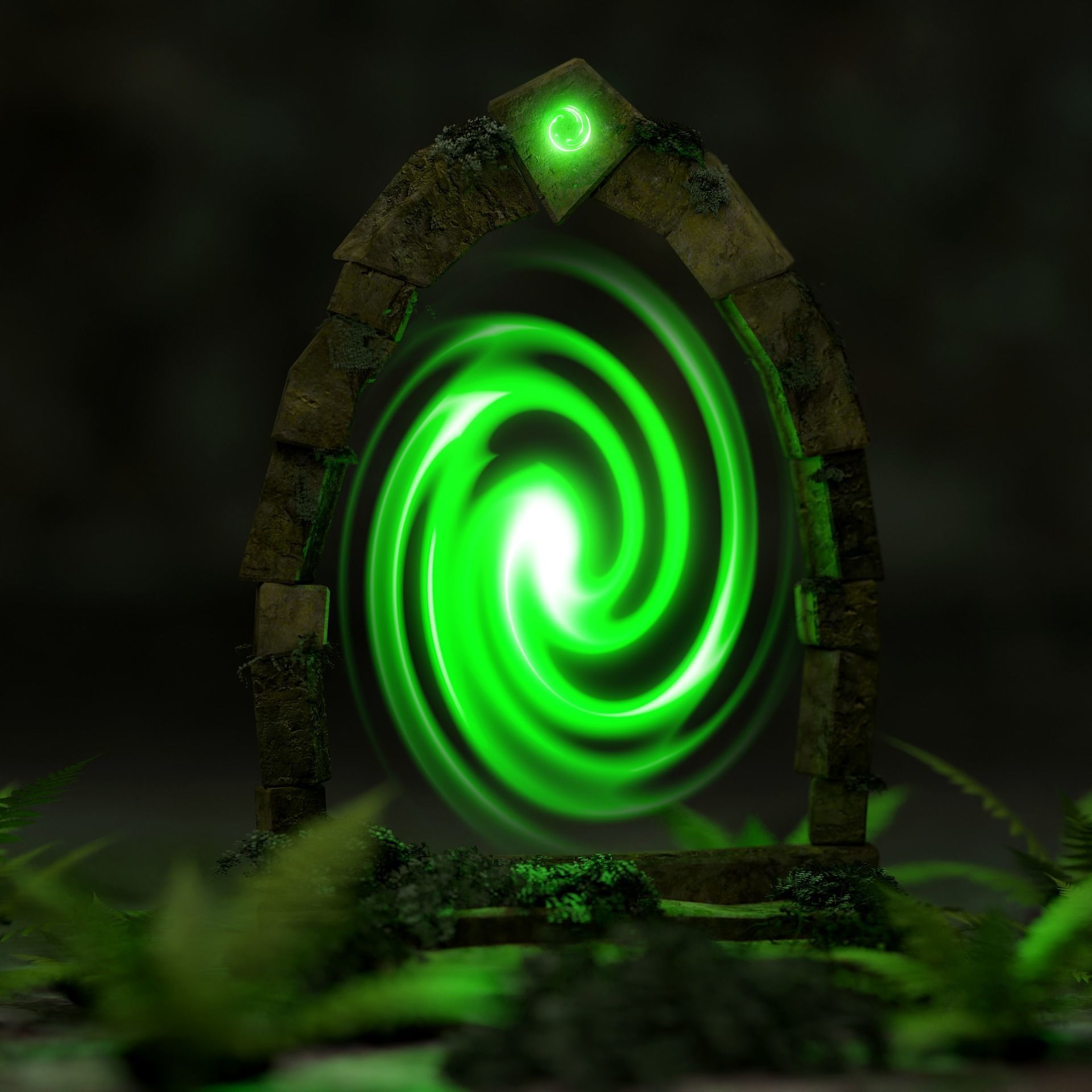 Ancient scifi portal old magical animated and game ready Low-poly 3D model_9