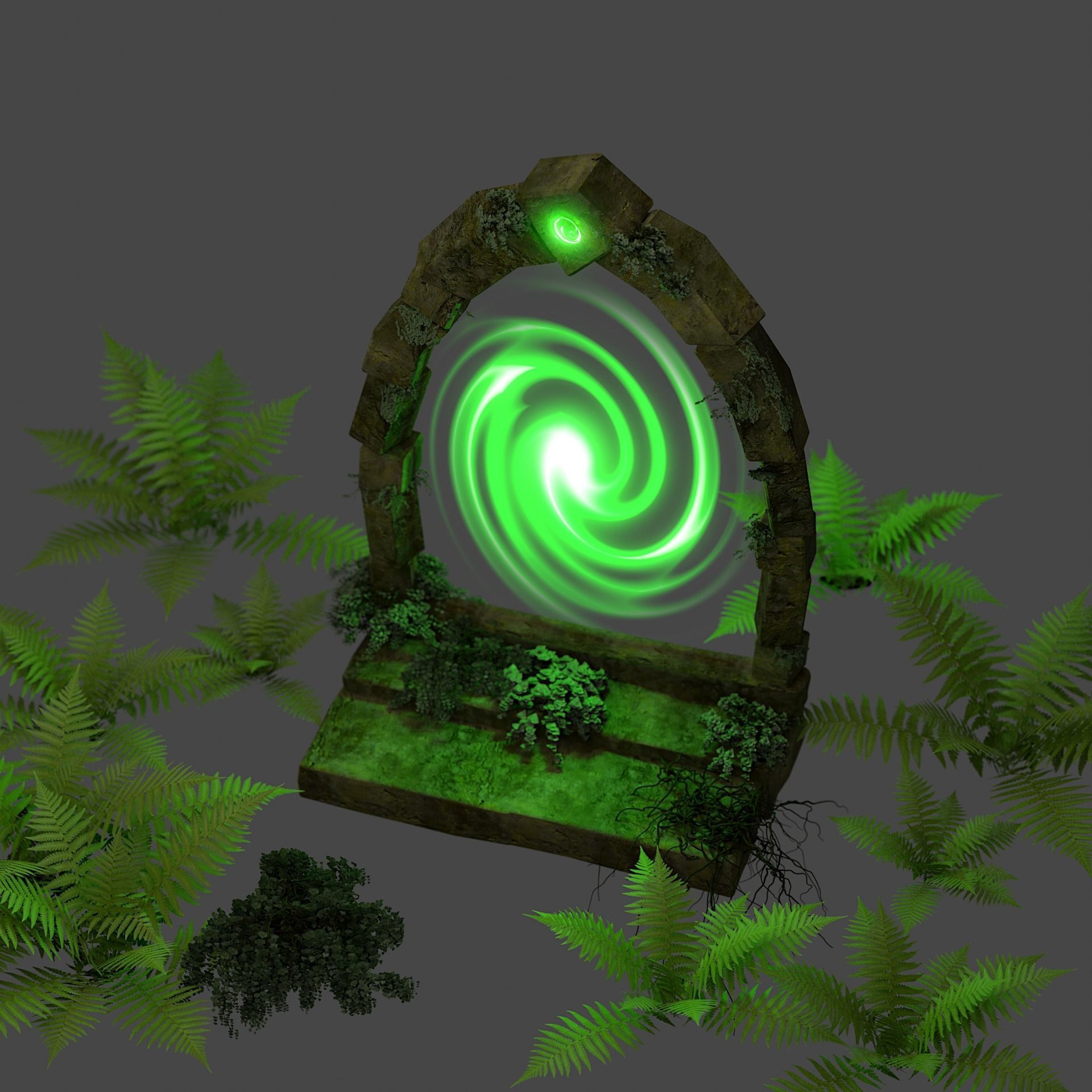 Ancient scifi portal old magical animated and game ready Low-poly 3D model_5