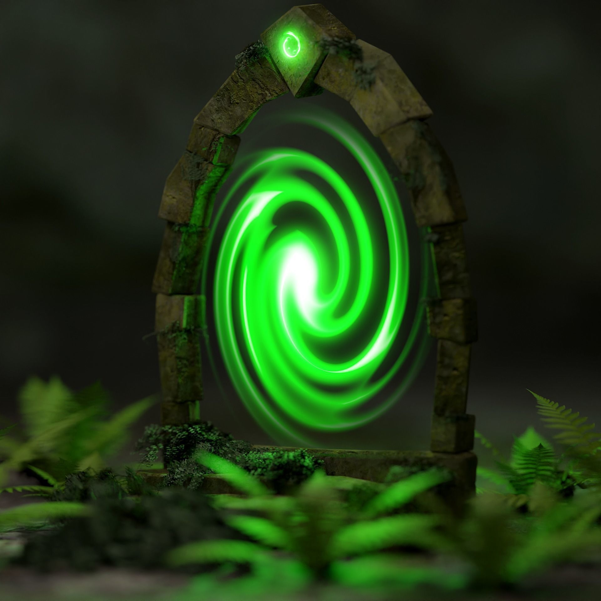 Ancient scifi portal old magical animated and game ready Low-poly 3D model_12