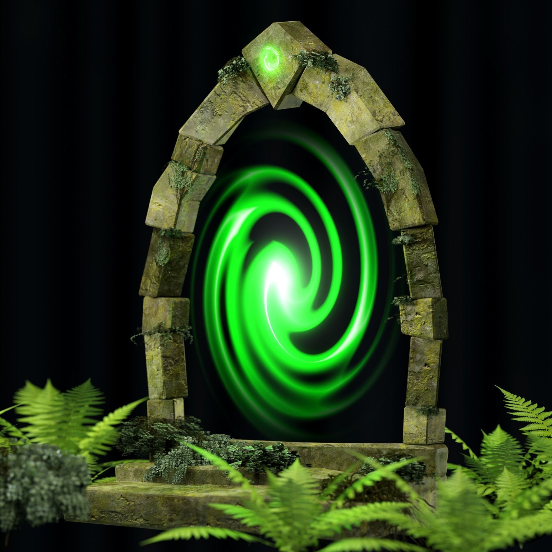 Ancient scifi portal old magical animated and game ready Low-poly 3D model_3