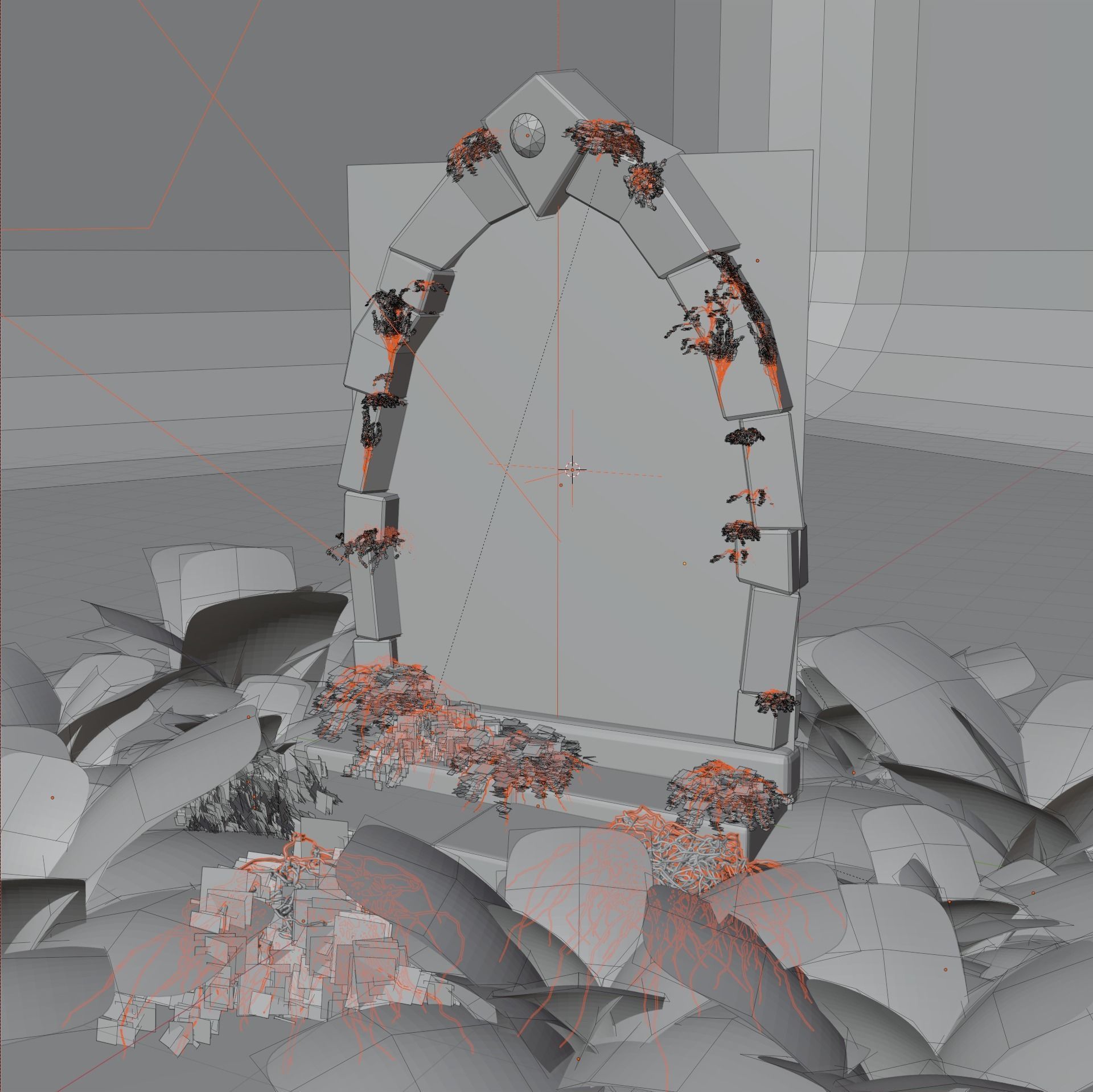 Ancient scifi portal old magical animated and game ready Low-poly 3D model_6