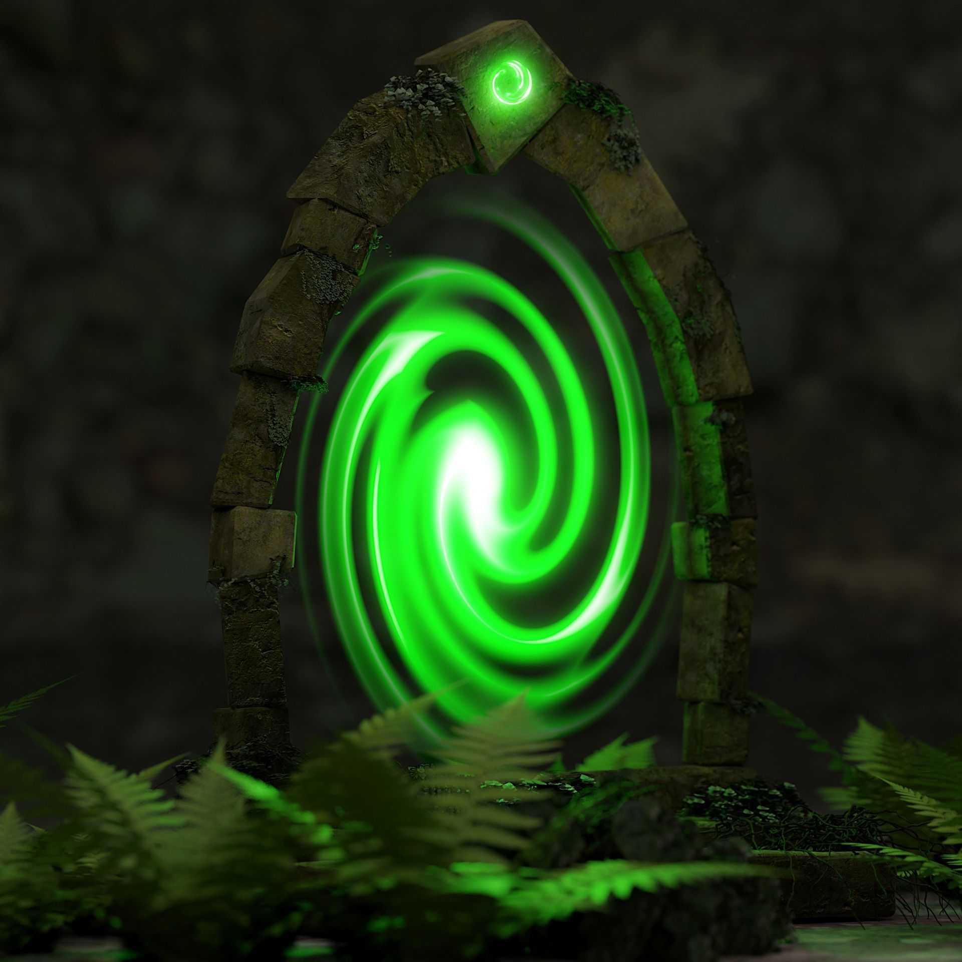 Ancient scifi portal old magical animated and game ready Low-poly 3D model_10