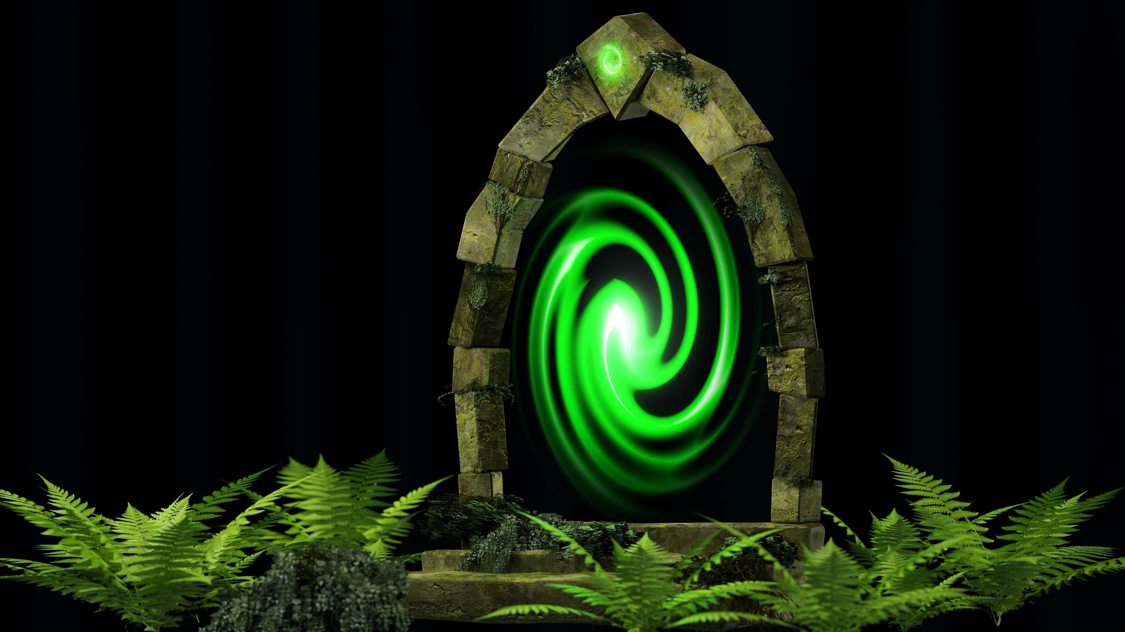 Ancient scifi portal old magical animated and game ready Low-poly 3D model_2