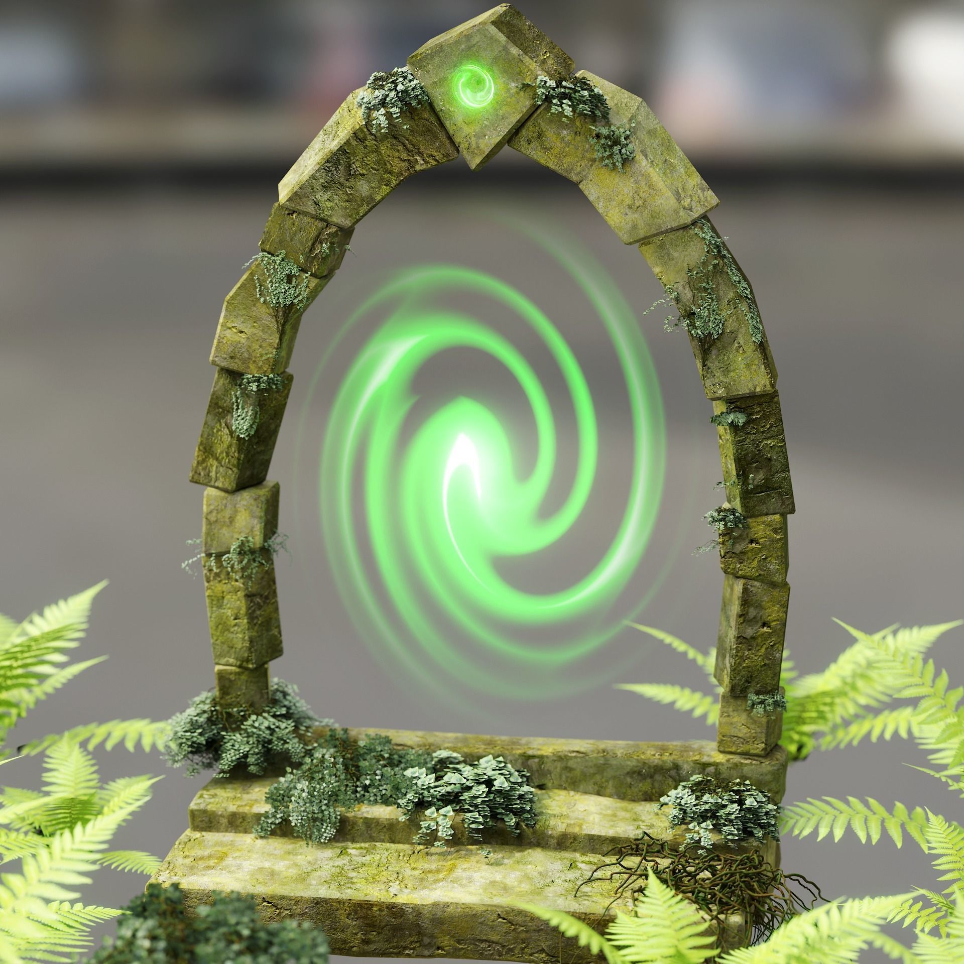Ancient scifi portal old magical animated and game ready Low-poly 3D model_1