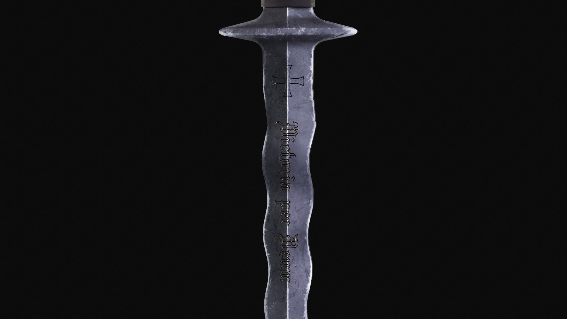 Flamberge Zweihander Medieval Two-handed Sword Free low-poly 3D model_5