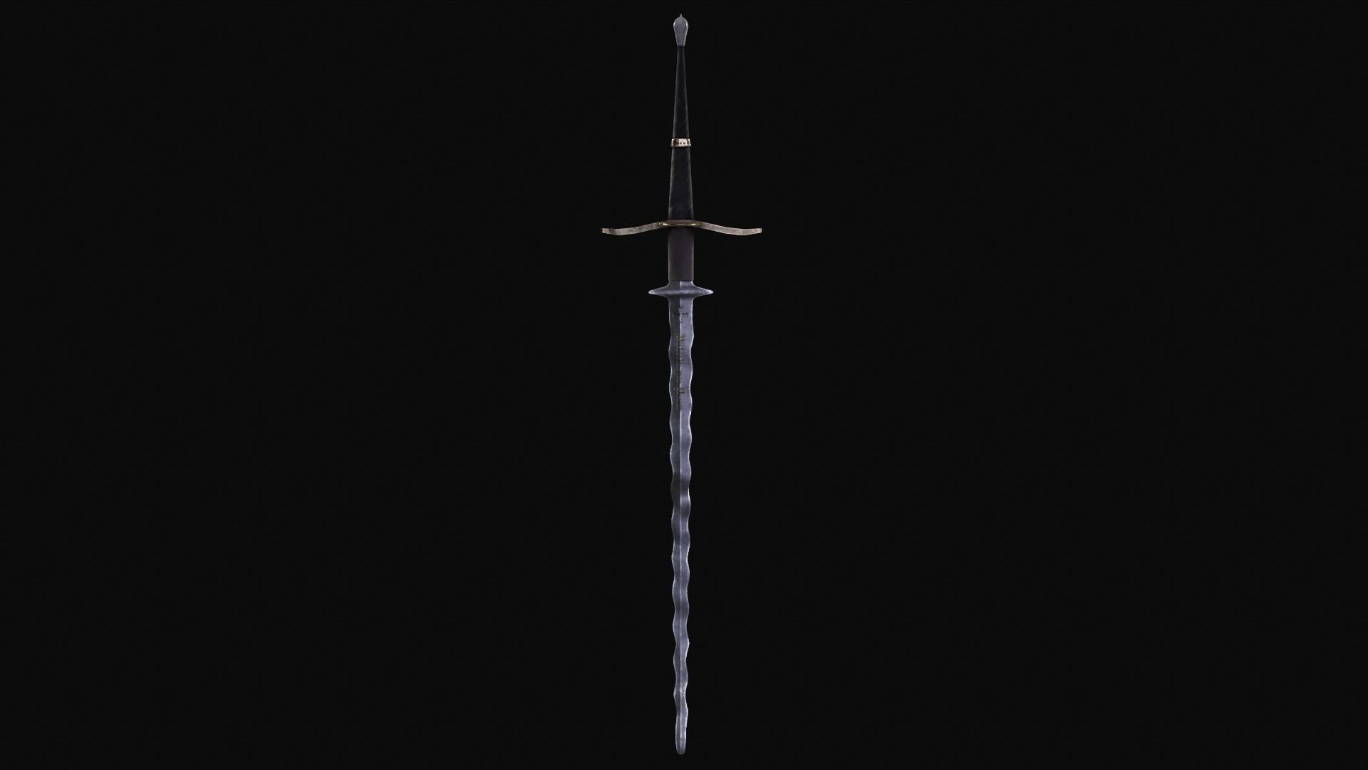 Flamberge Zweihander Medieval Two-handed Sword Free low-poly 3D model_4