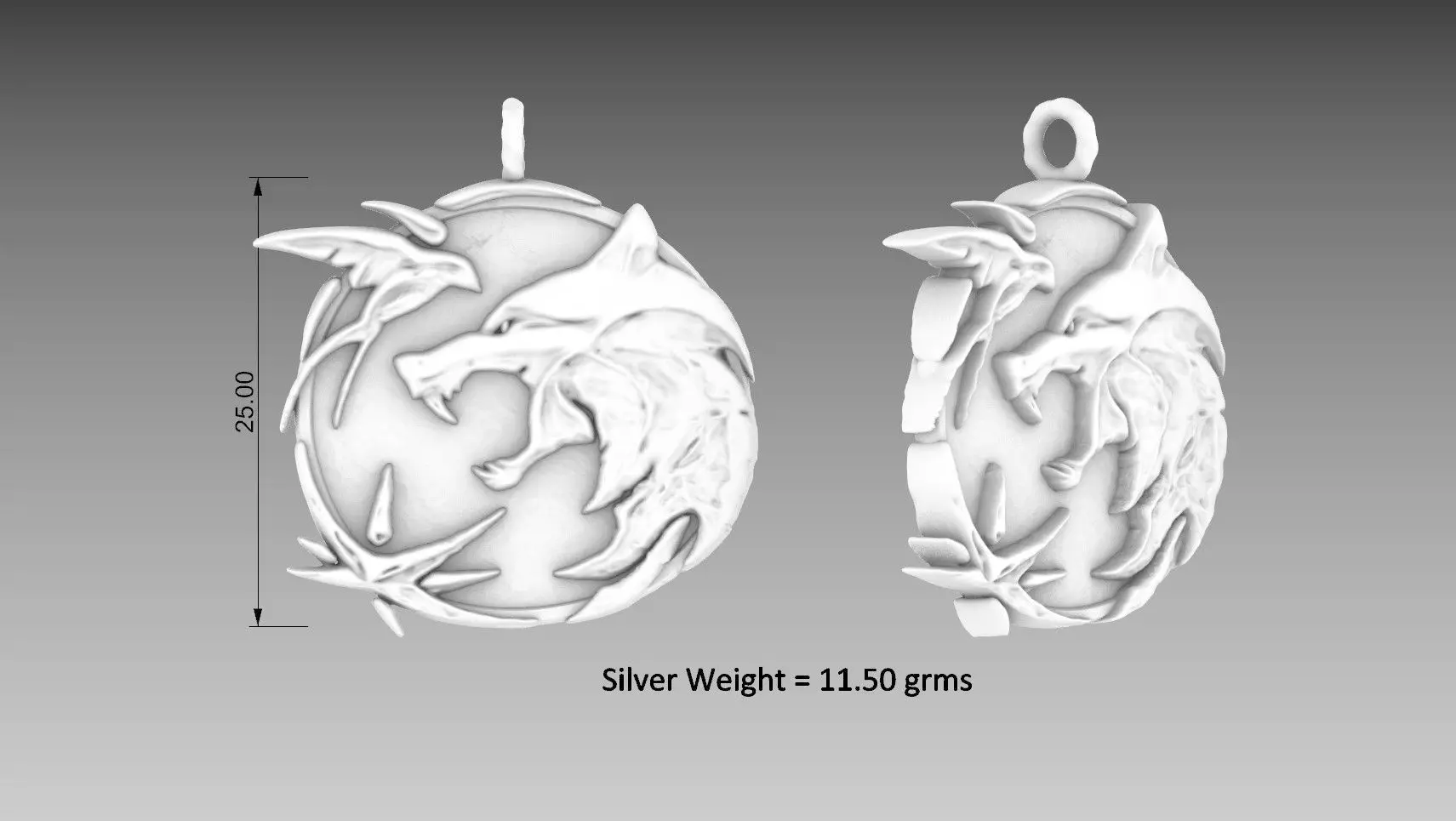 Witcher Wolf Pendant  3D print model_0