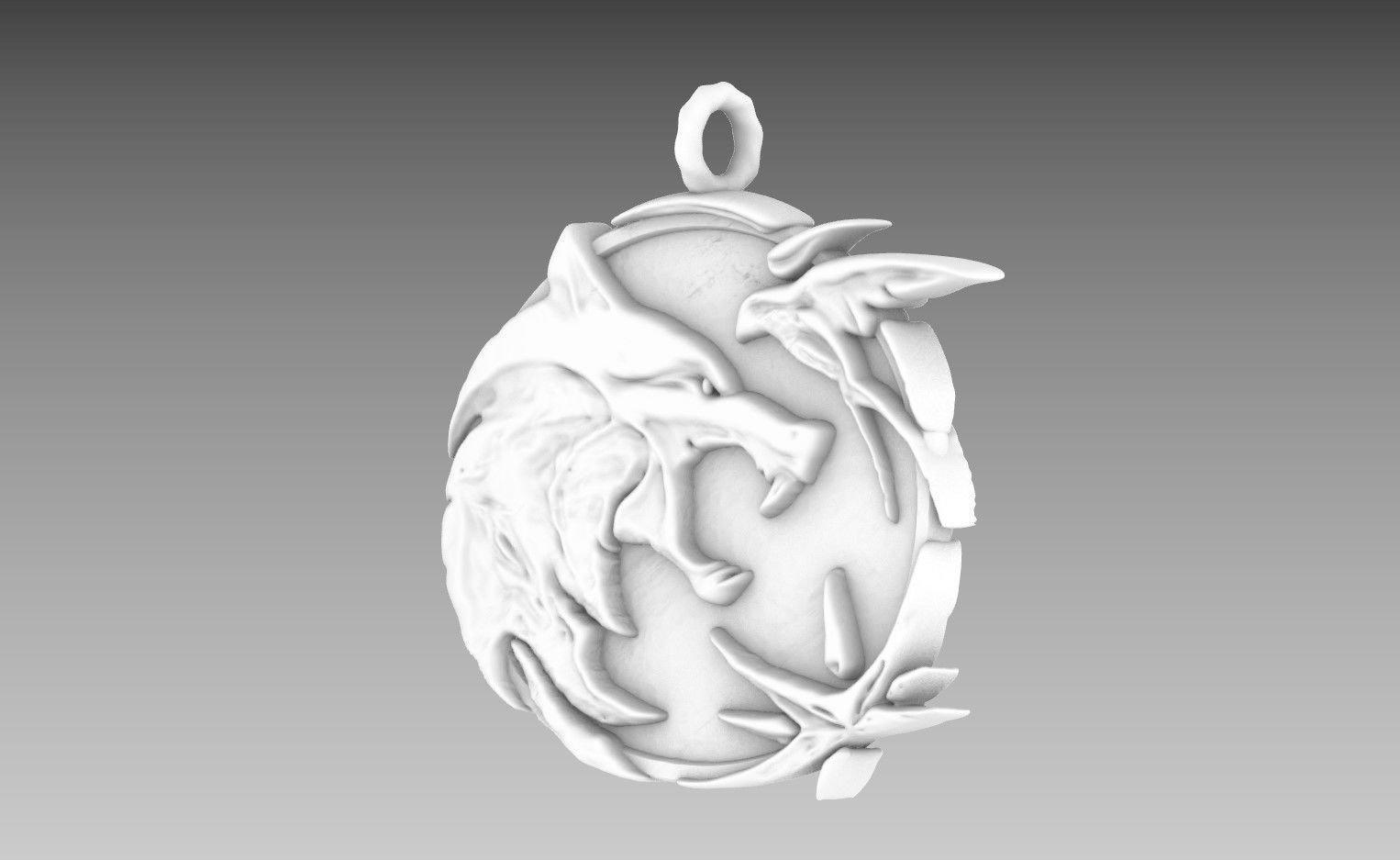Witcher Wolf Pendant  3D print model_1