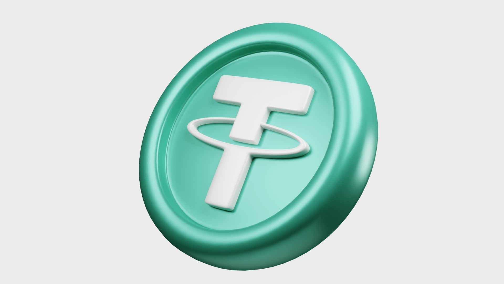 Tether or USDT Green Crypto Coin with cartoon style 3D model