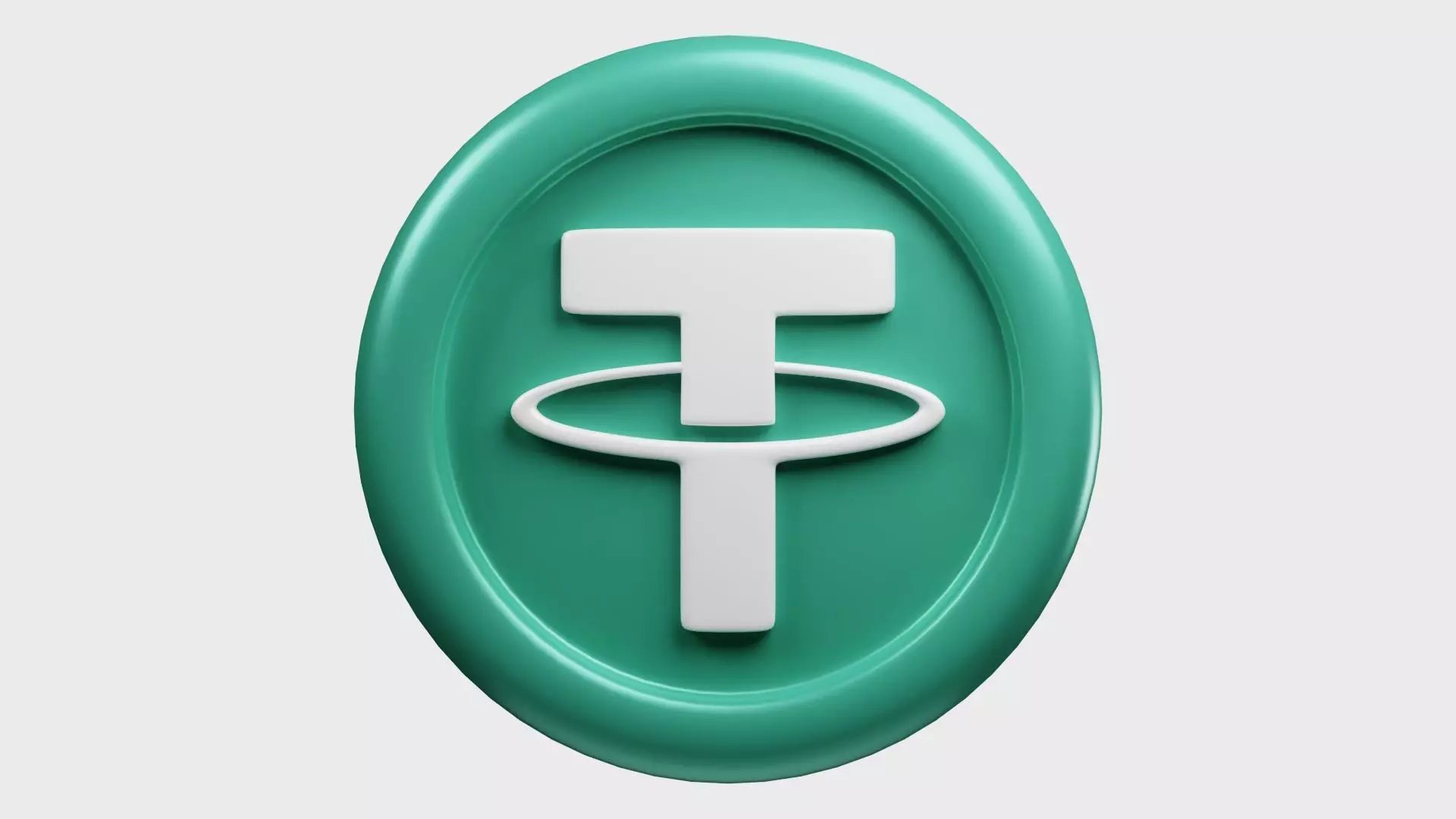 Tether or USDT Green Crypto Coin with cartoon style 3D model