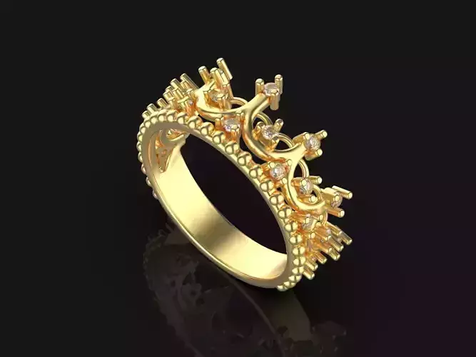 Elizabeth crown ring Silver Gold Print