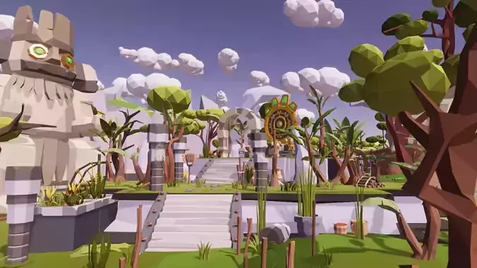 Low Poly Aztec Jungle Island Megapack RG Low-poly 3D model