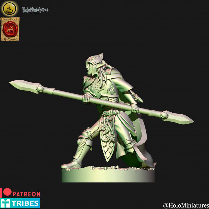 Wood Elf forest guard with spears unit 3D print model_15
