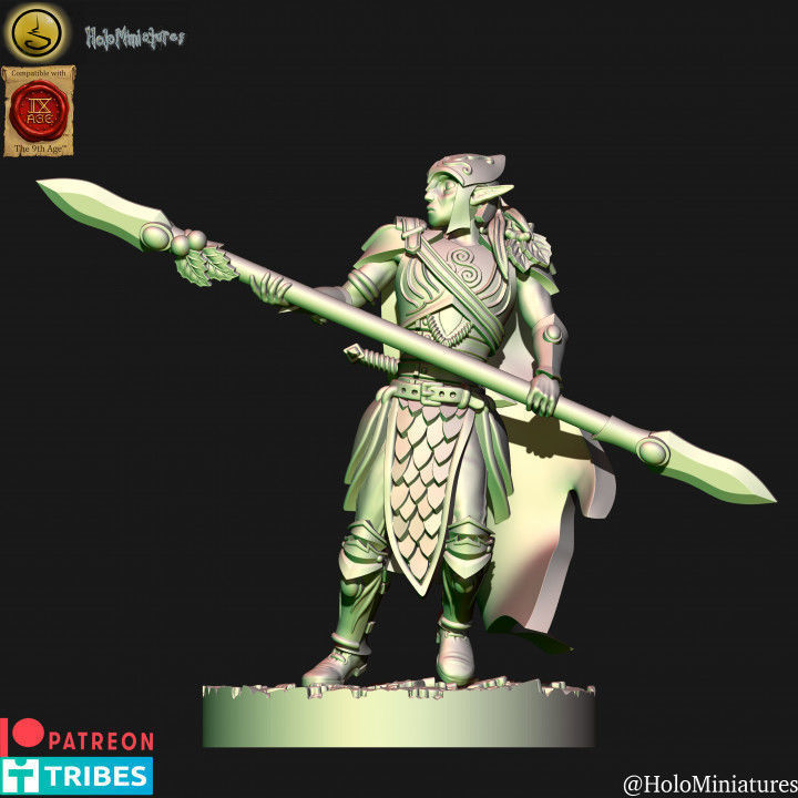 Wood Elf forest guard with spears unit 3D print model_2
