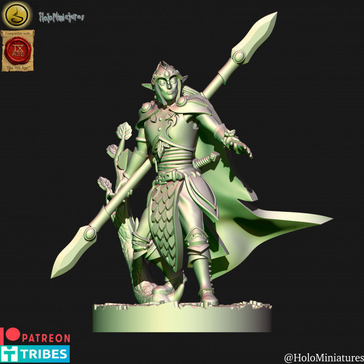 Wood Elf forest guard with spears unit 3D print model_12