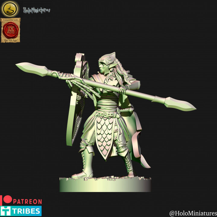 Wood Elf forest guard with spears unit 3D print model_5