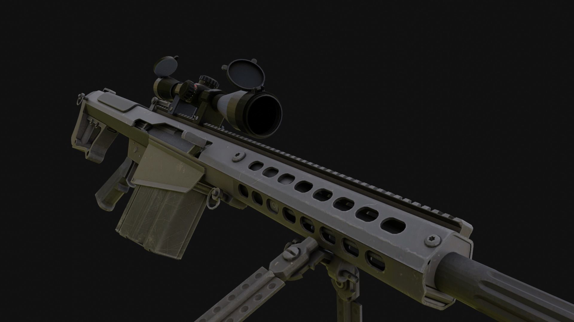 The ultimate M107 Sniper Game-ready Model 2K PBR Texture Low-poly 3D model_21