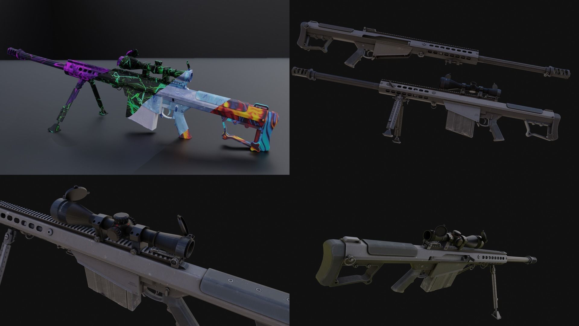 The ultimate M107 Sniper Game-ready Model 2K PBR Texture Low-poly 3D model_1