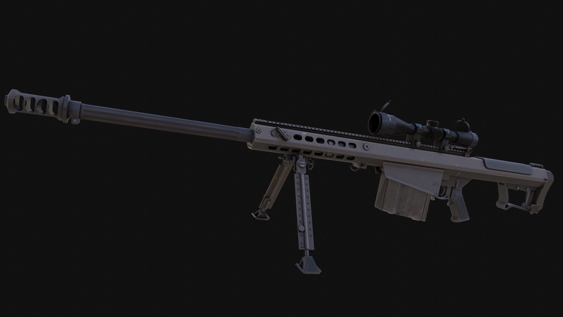 The ultimate M107 Sniper Game-ready Model 2K PBR Texture Low-poly 3D model_9