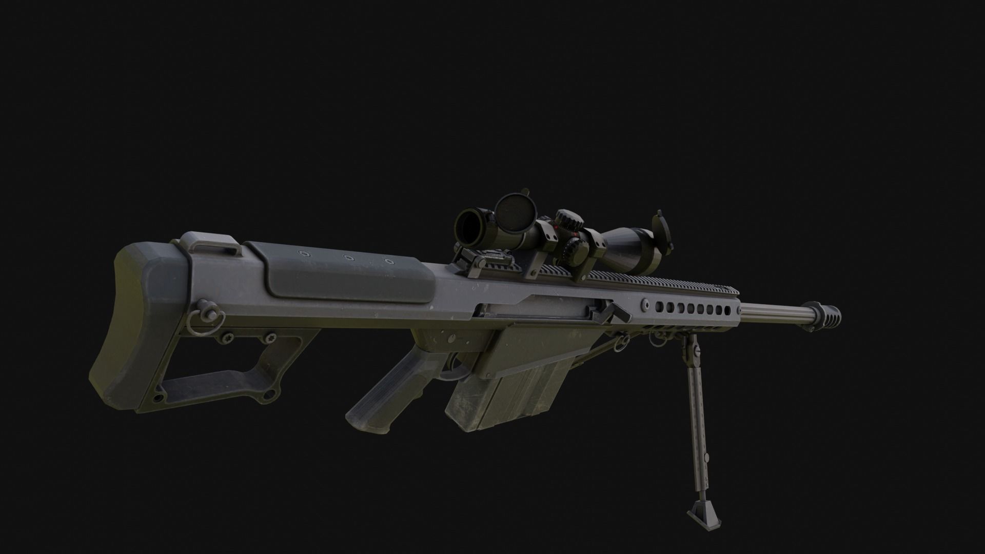 The ultimate M107 Sniper Game-ready Model 2K PBR Texture Low-poly 3D model_22