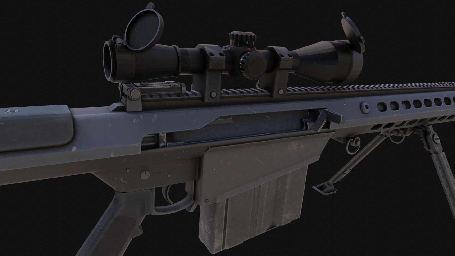 The ultimate M107 Sniper Game-ready Model 2K PBR Texture Low-poly 3D model_5
