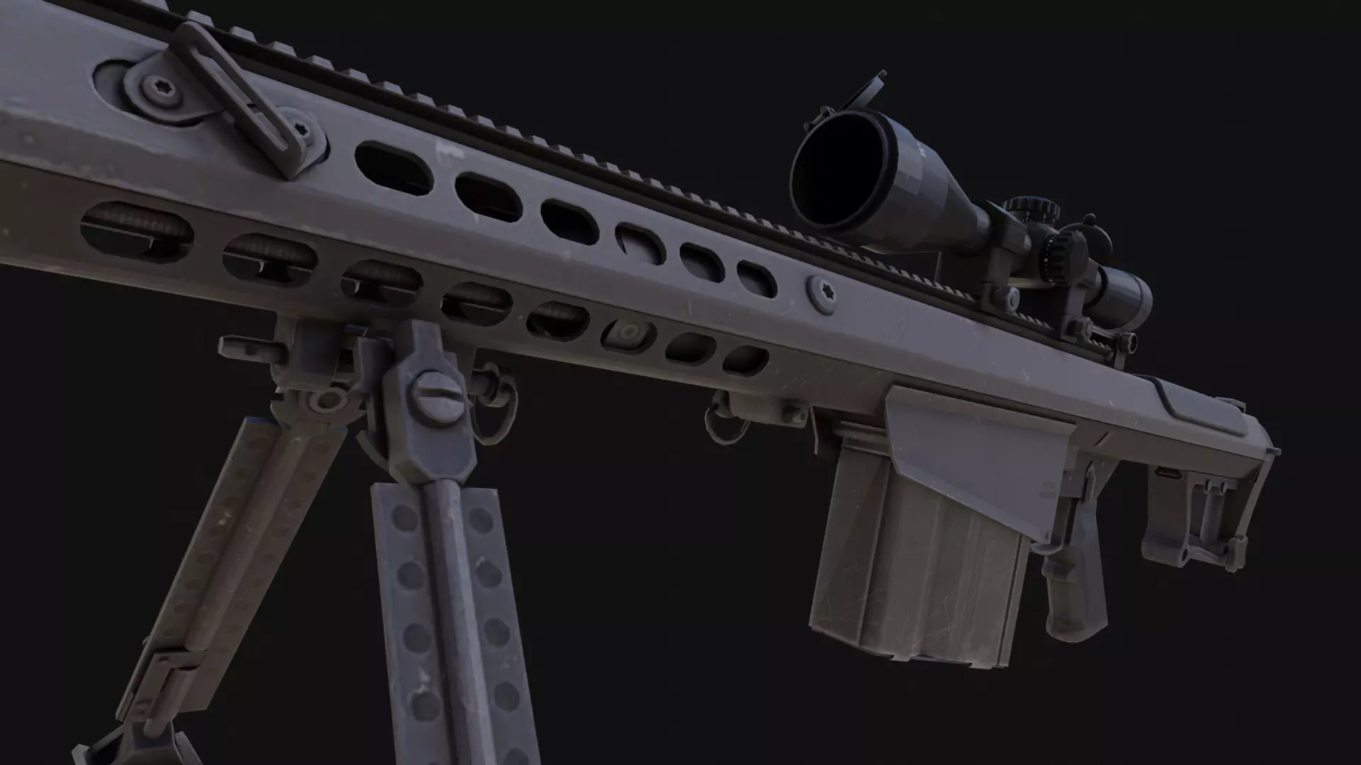 The ultimate M107 Sniper Game-ready Model 2K PBR Texture Low-poly 3D model_0