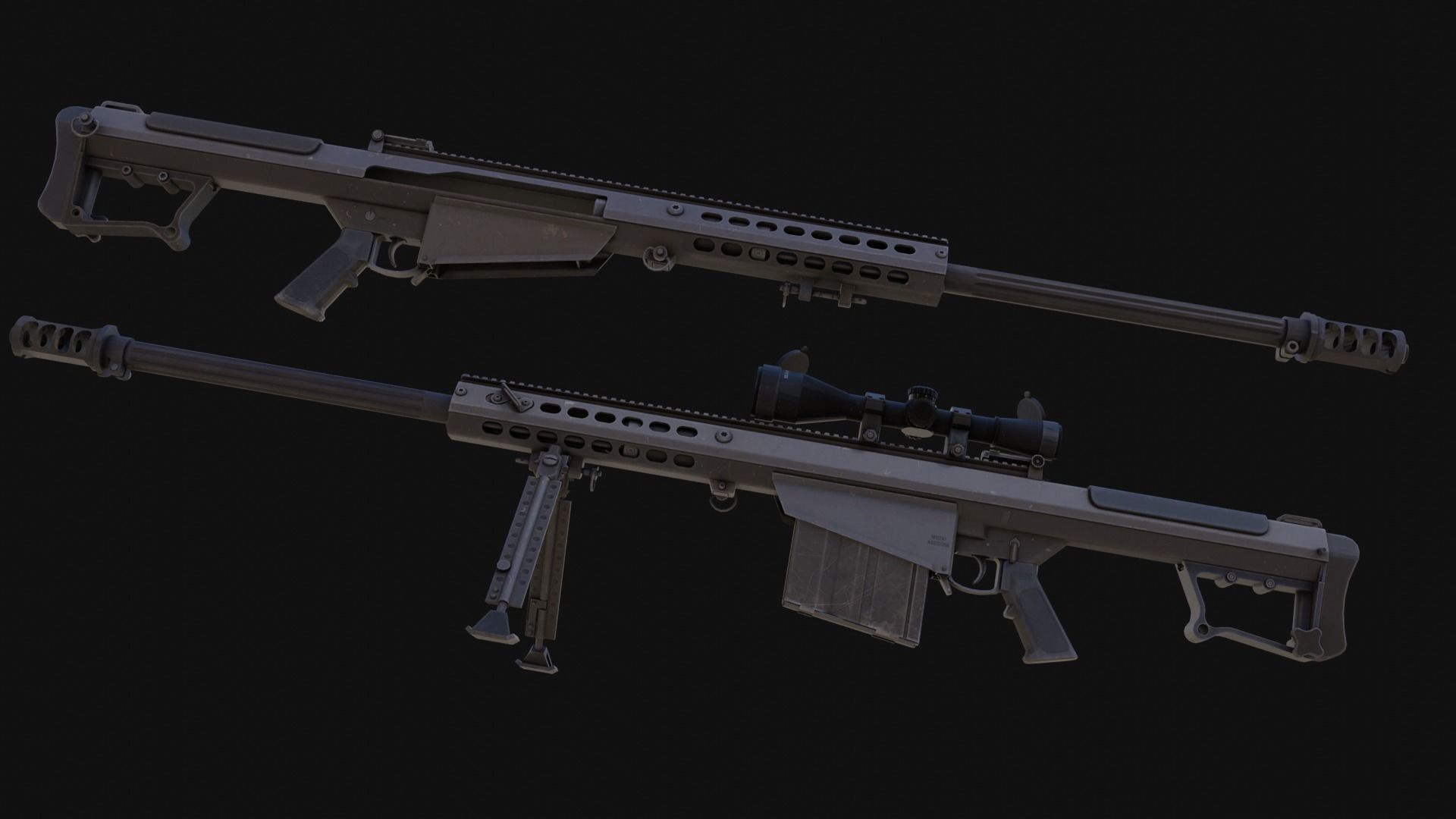 The ultimate M107 Sniper Game-ready Model 2K PBR Texture Low-poly 3D model_7