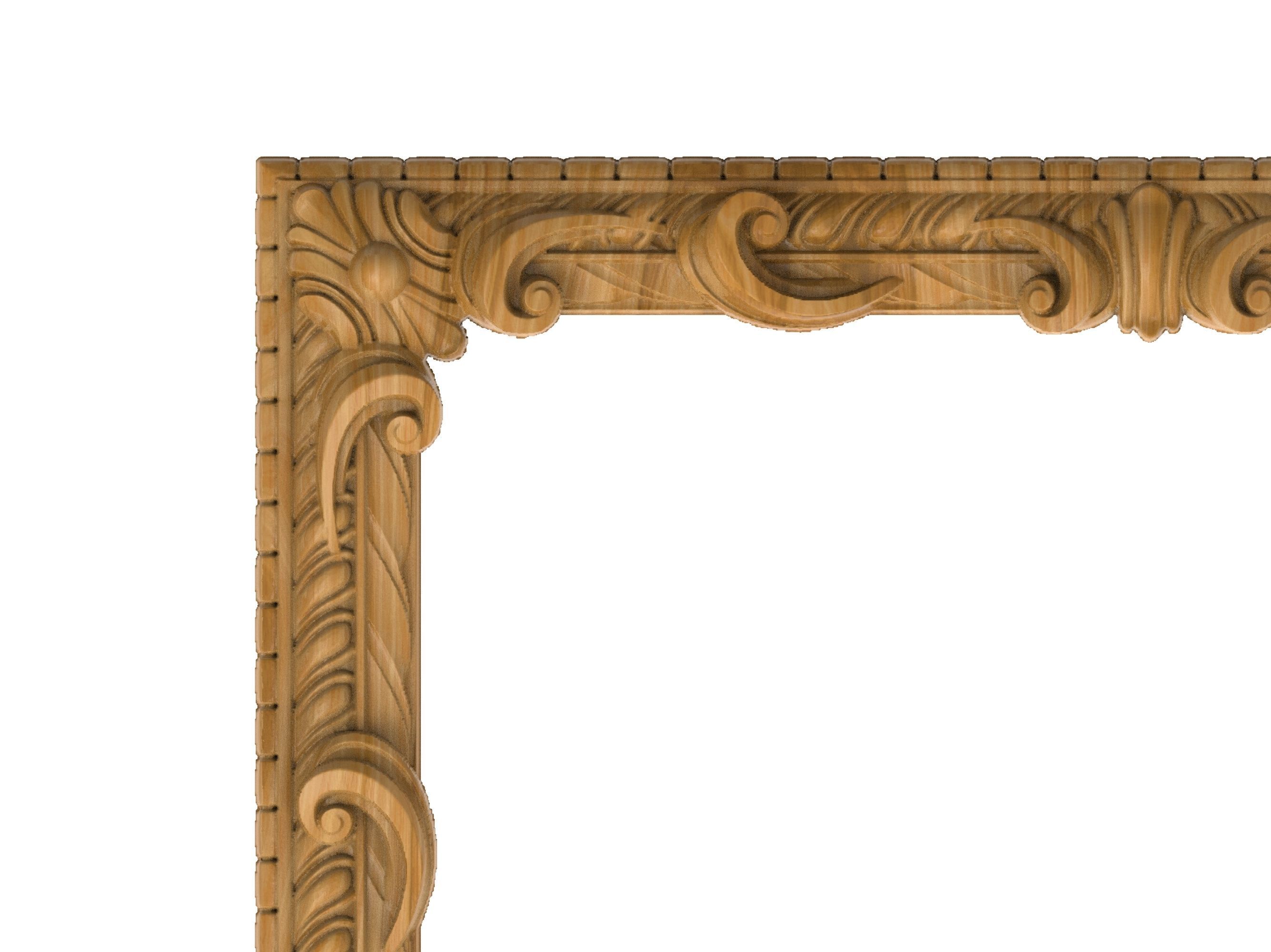 Carved picture frame STL 3D model_1