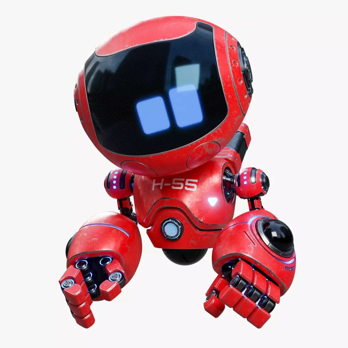 Cute Robot H-55 Red 3D model_0
