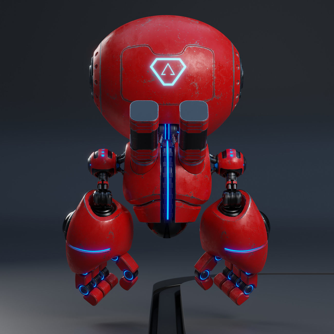 Cute Robot H-55 Red 3D model_15