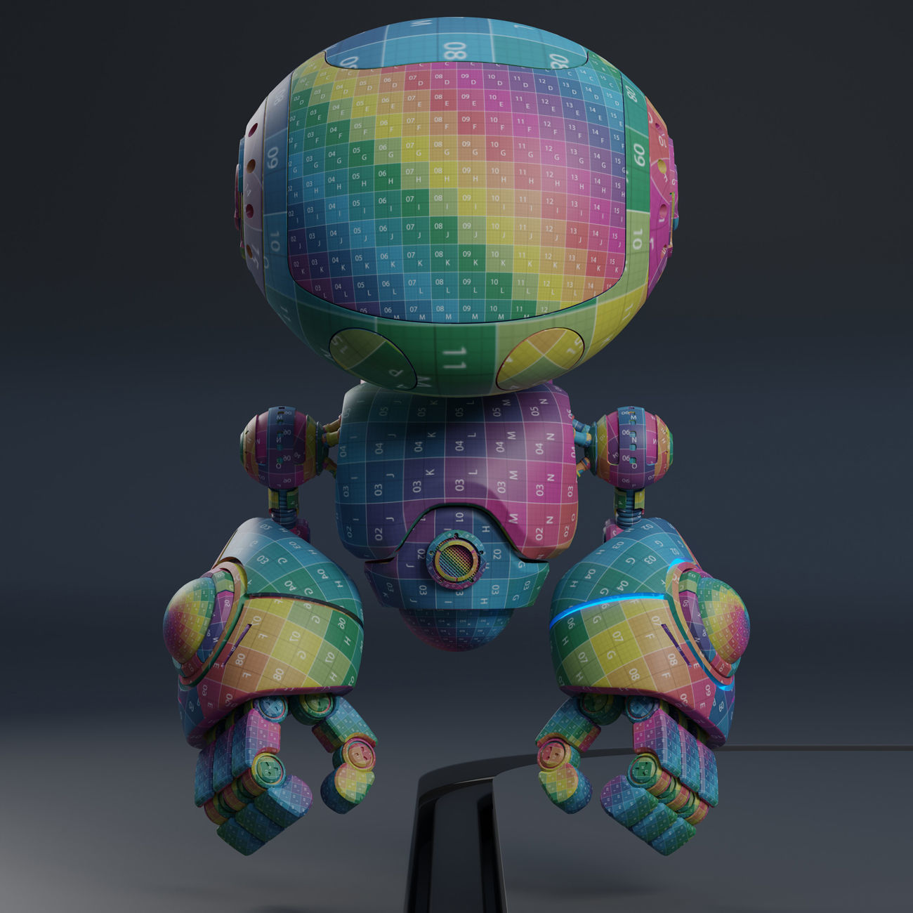 Cute Robot H-55 Red 3D model_16
