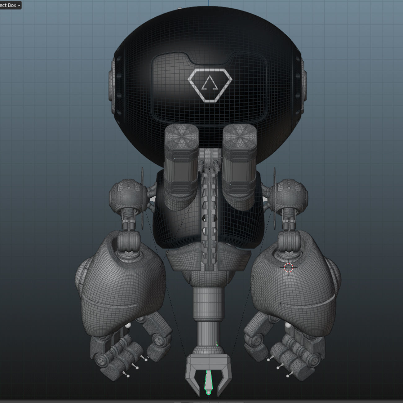Cute Robot H-55 Red 3D model_20
