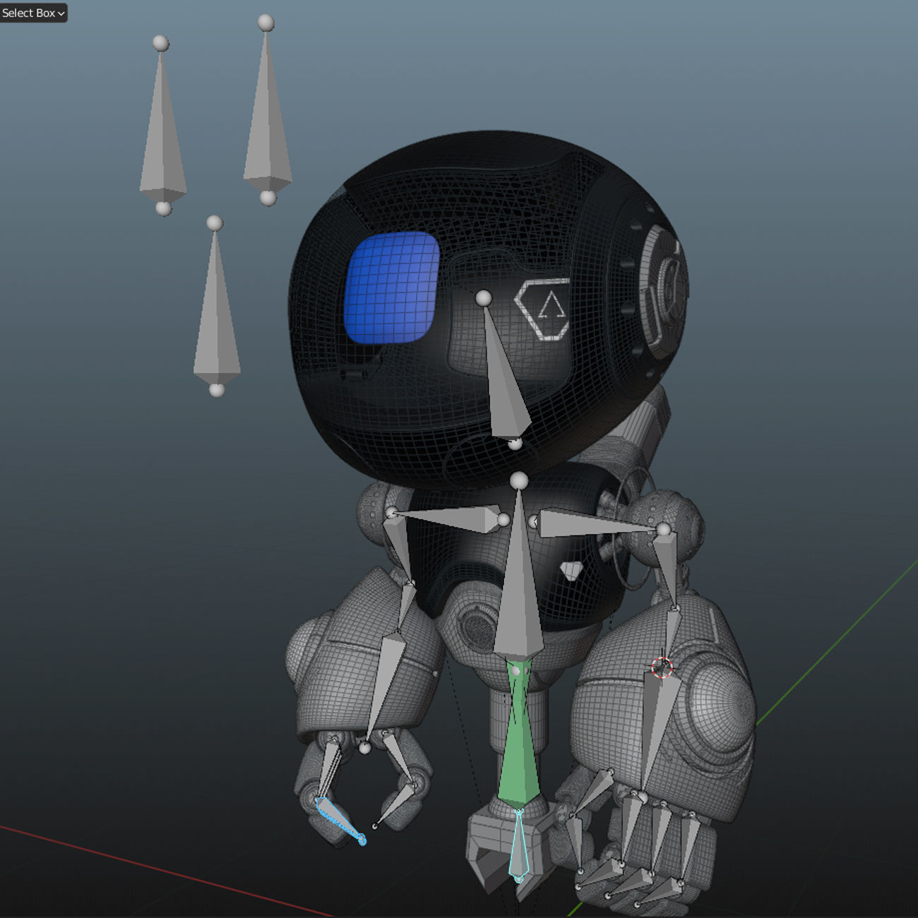Cute Robot H-55 Red 3D model_21