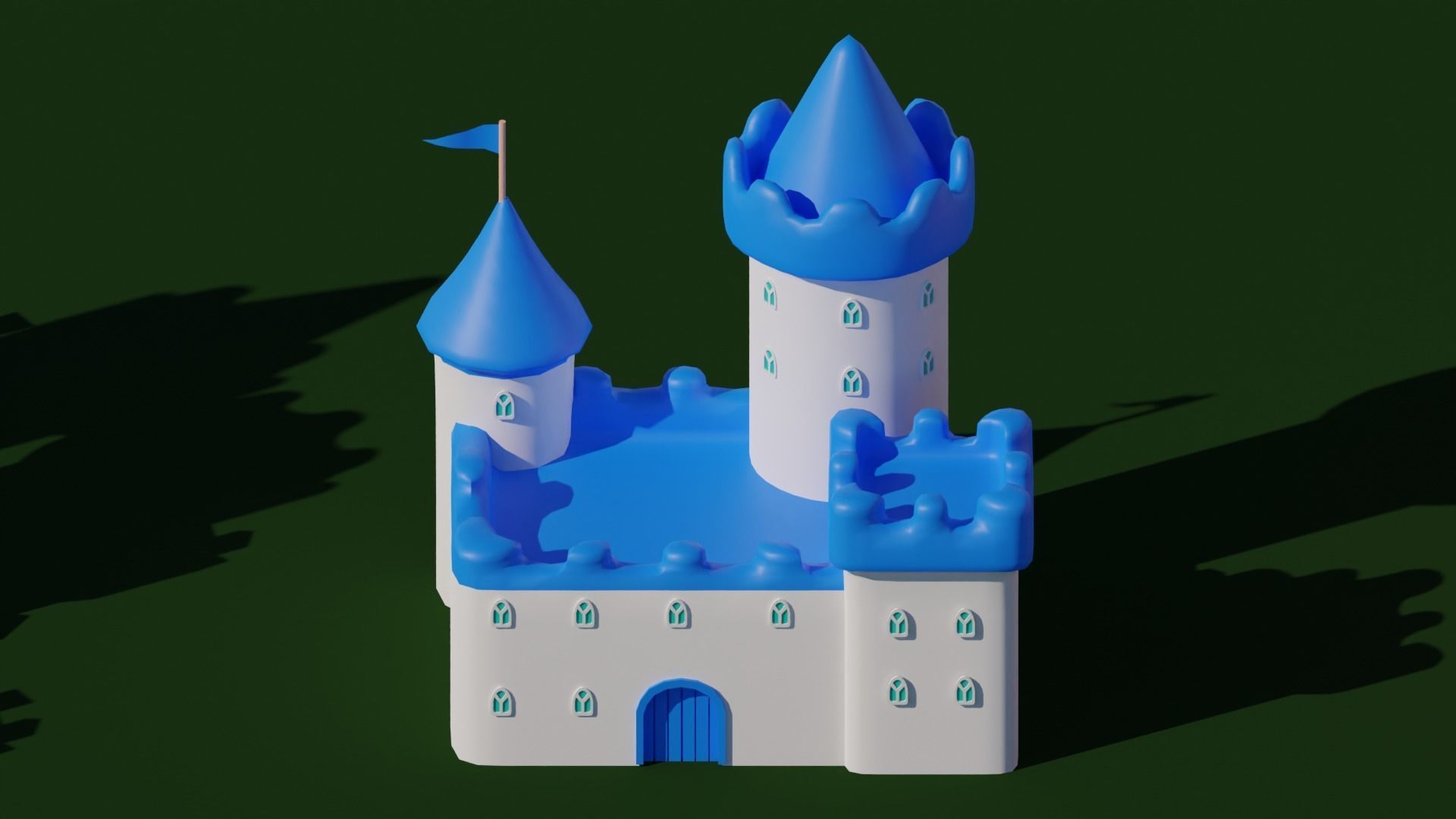 Big Hyper Casual Medieval Castle set modular Free low-poly 3D model_11