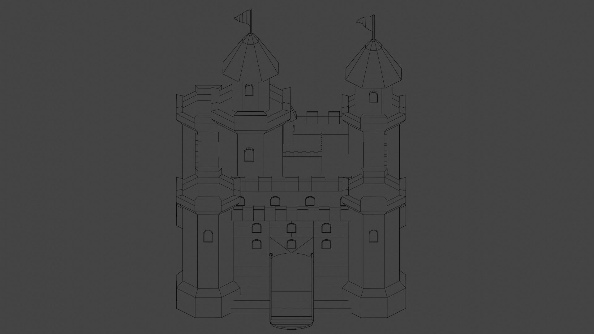 Big Hyper Casual Medieval Castle set modular Free low-poly 3D model_16