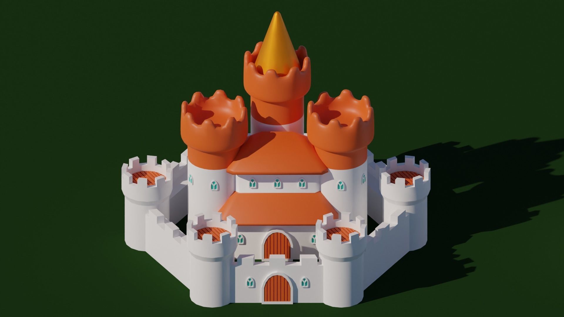 Big Hyper Casual Medieval Castle set modular Free low-poly 3D model_9