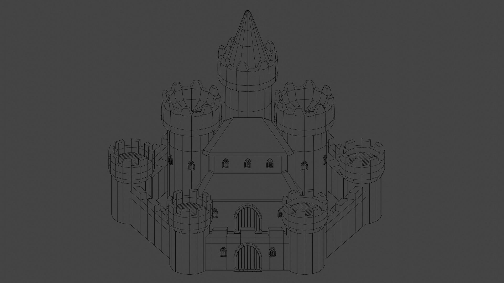 Big Hyper Casual Medieval Castle set modular Free low-poly 3D model_10