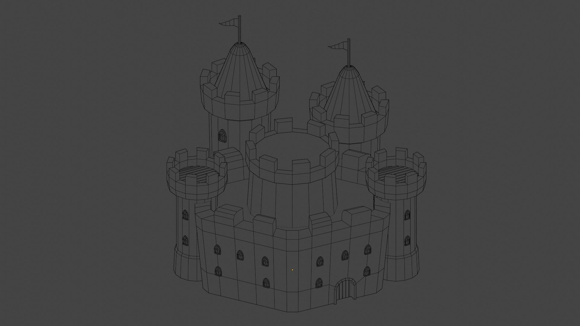 Big Hyper Casual Medieval Castle set modular Free low-poly 3D model_14