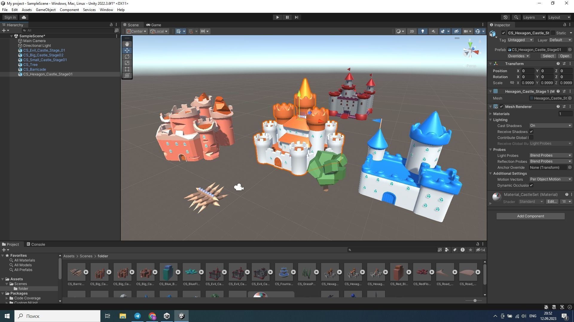 Big Hyper Casual Medieval Castle set modular Free low-poly 3D model_17