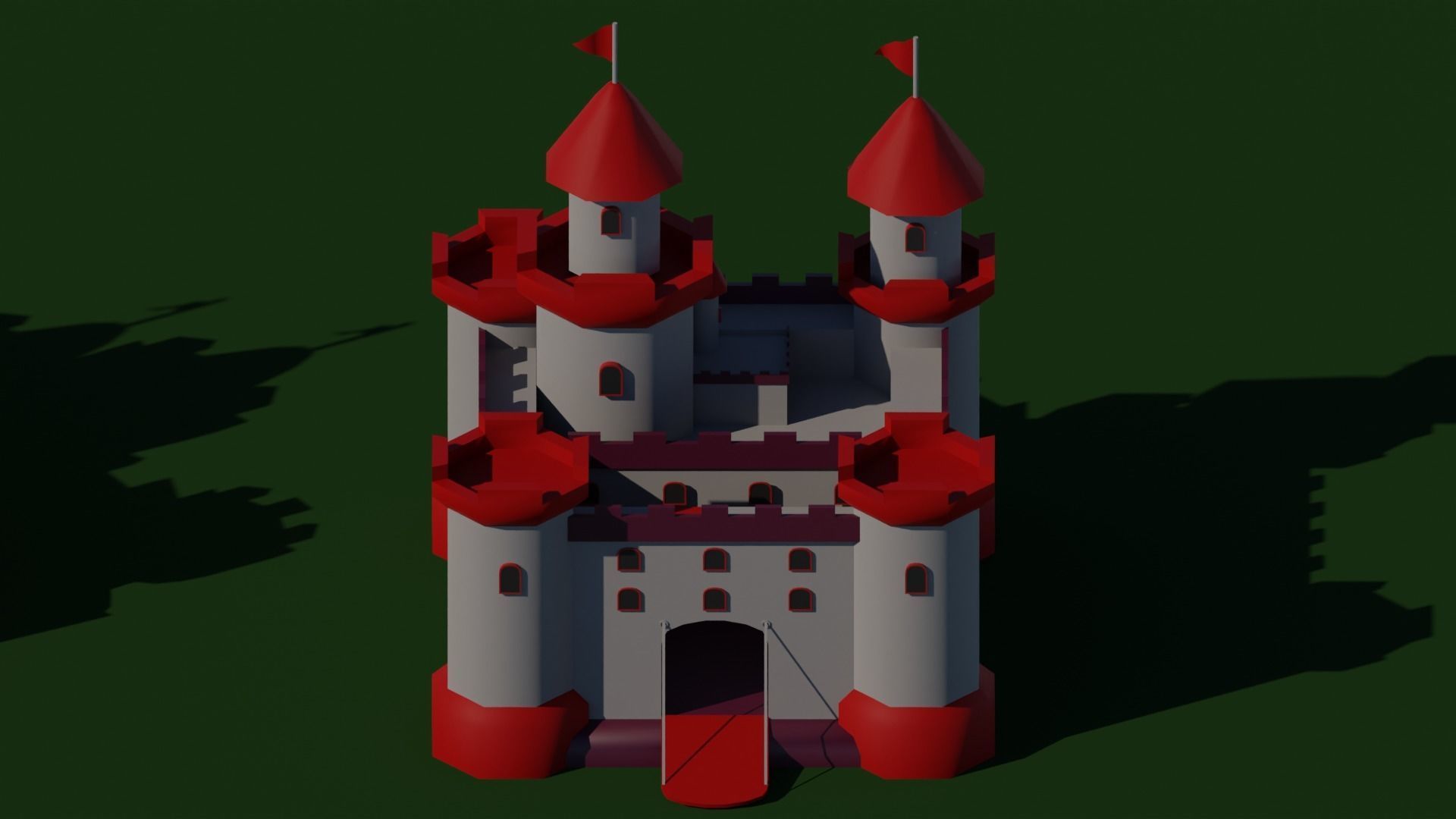 Big Hyper Casual Medieval Castle set modular Free low-poly 3D model_15