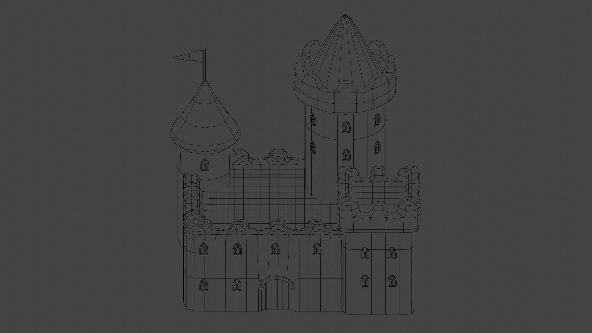 Big Hyper Casual Medieval Castle set modular Free low-poly 3D model_12