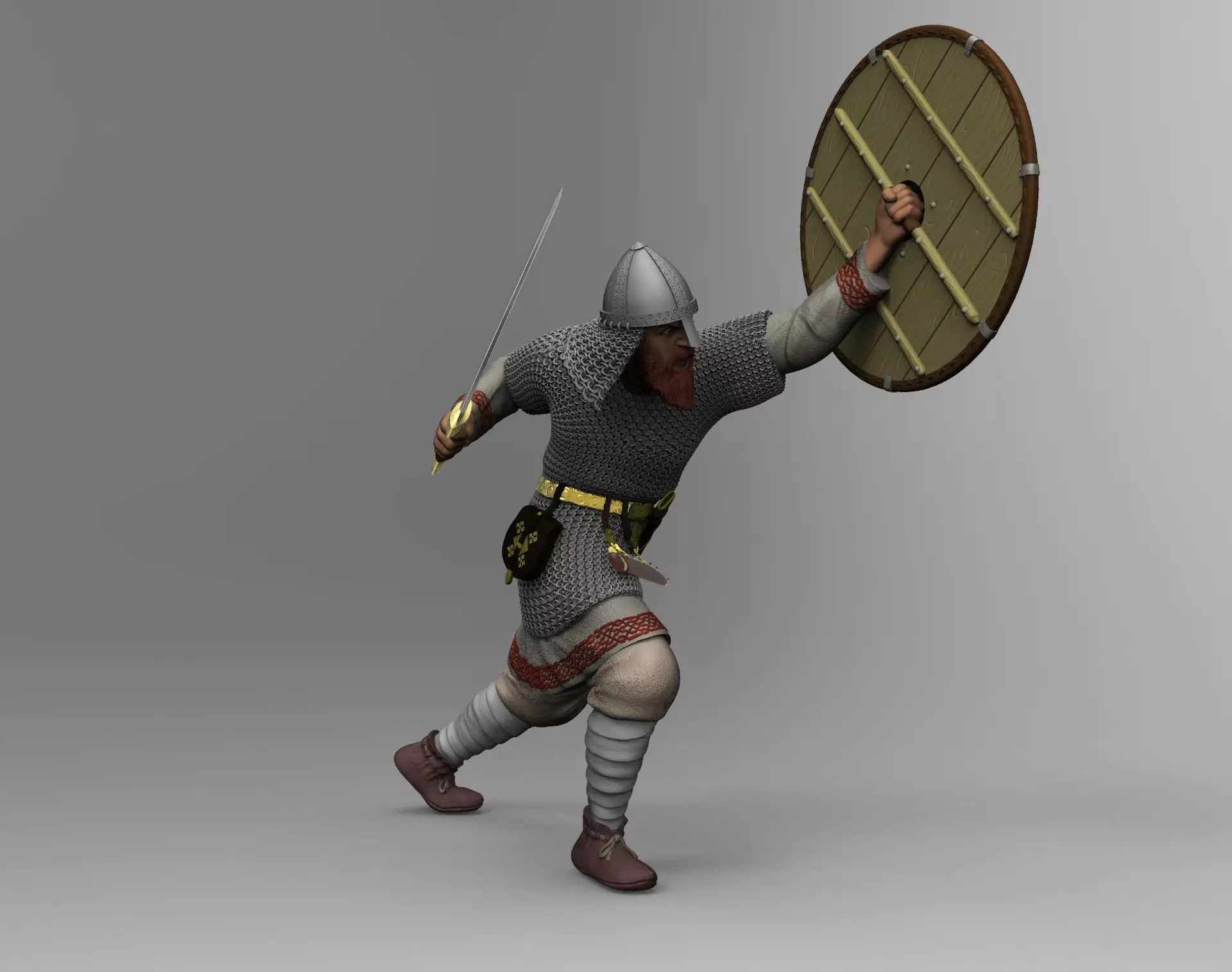 VIKING 1 man in medieval armor holding shield 3D print model