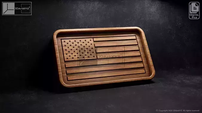 US Flag Tray CNC Files for Wood - svg dxf eps ai pdf