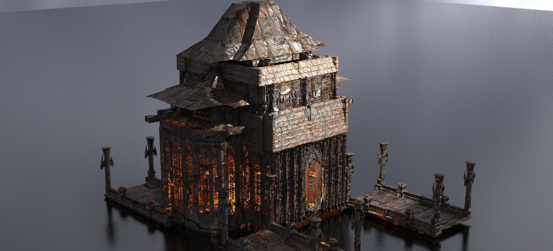 Mining colony Palace Kitbash  3D model_1