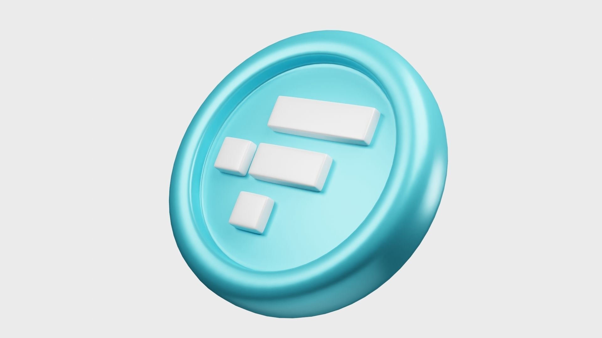 FTX Token or FTT Teal Crypto Coin with cartoon style 3D model_2