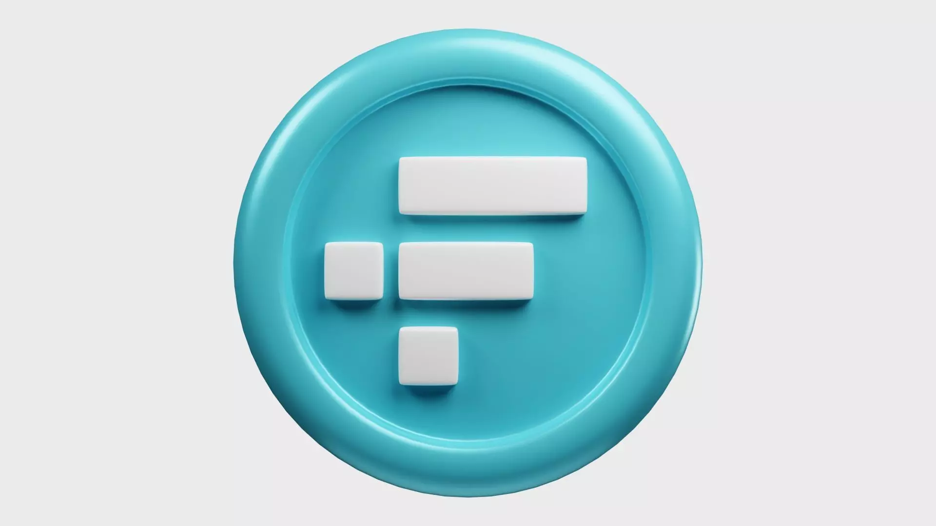 FTX Token or FTT Teal Crypto Coin with cartoon style 3D model_0